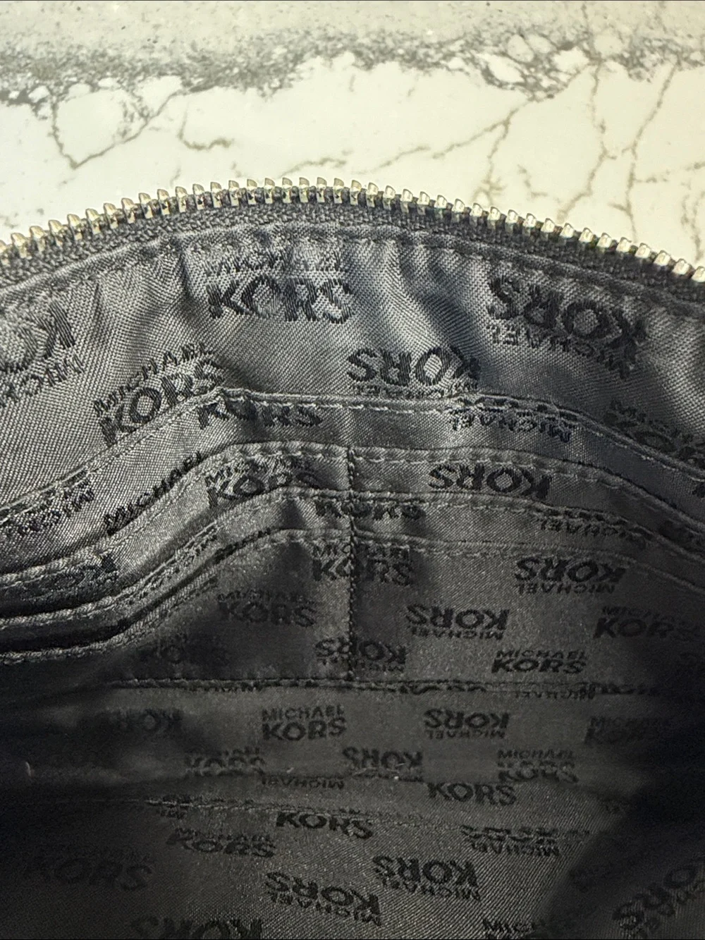Michael Kors Black Leather Monogram Wristlet Clutch